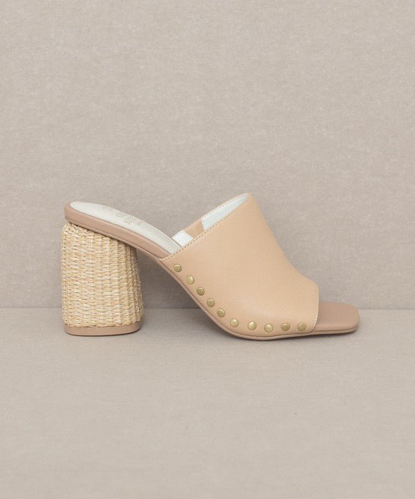 OASIS SOCIETY Serena - Studded Raffia Slide Heel – BEIGE BY BLAIR