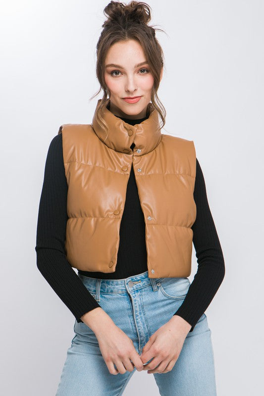 Faux Leather Puffer | Multiple Colors