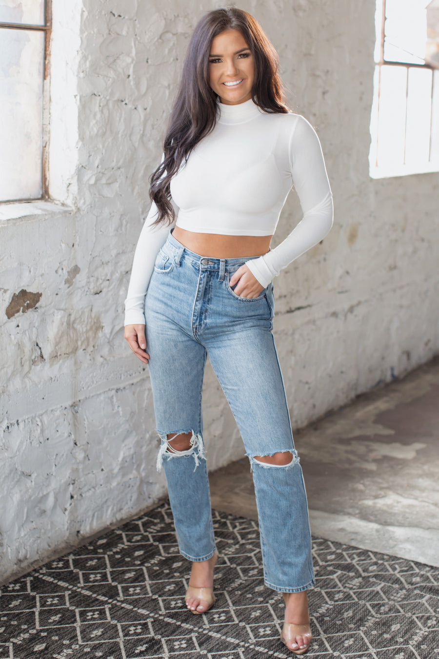 BROOKE TURTLE NECK CROP | WHITE