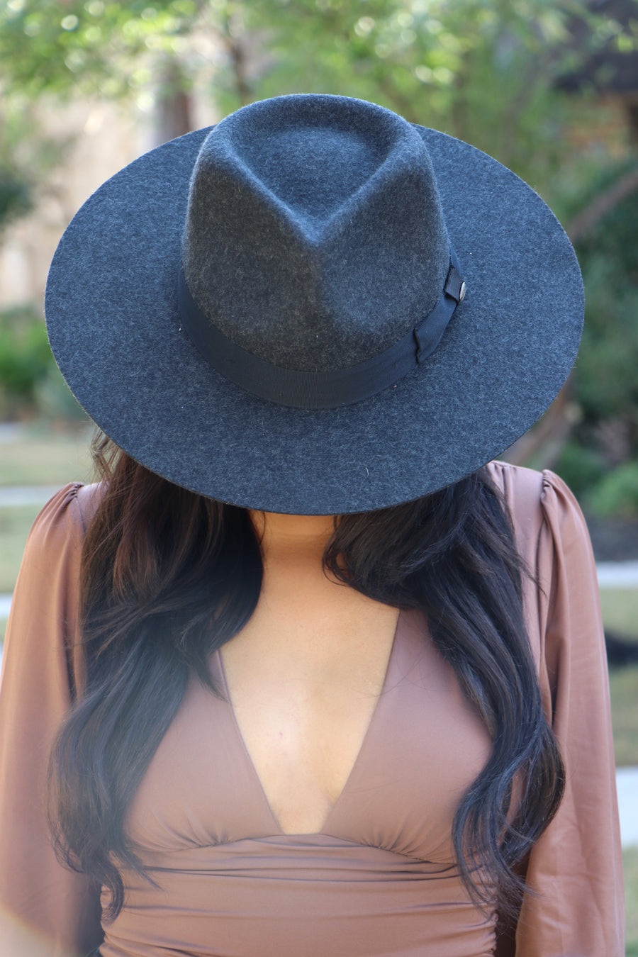 Bow Trim Wool Felt Panama Hat | Heather Dark Grey